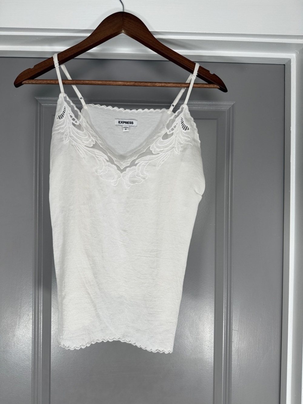 Express White Lace-Detail Cami with Adjustable Straps